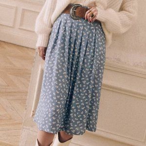 Sezane Alicia skirt blue floral size 2.